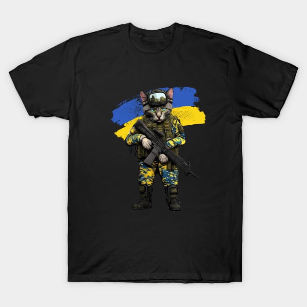 Càt ukrainian soldier T-Shirt by Designchek⭐⭐⭐⭐⭐